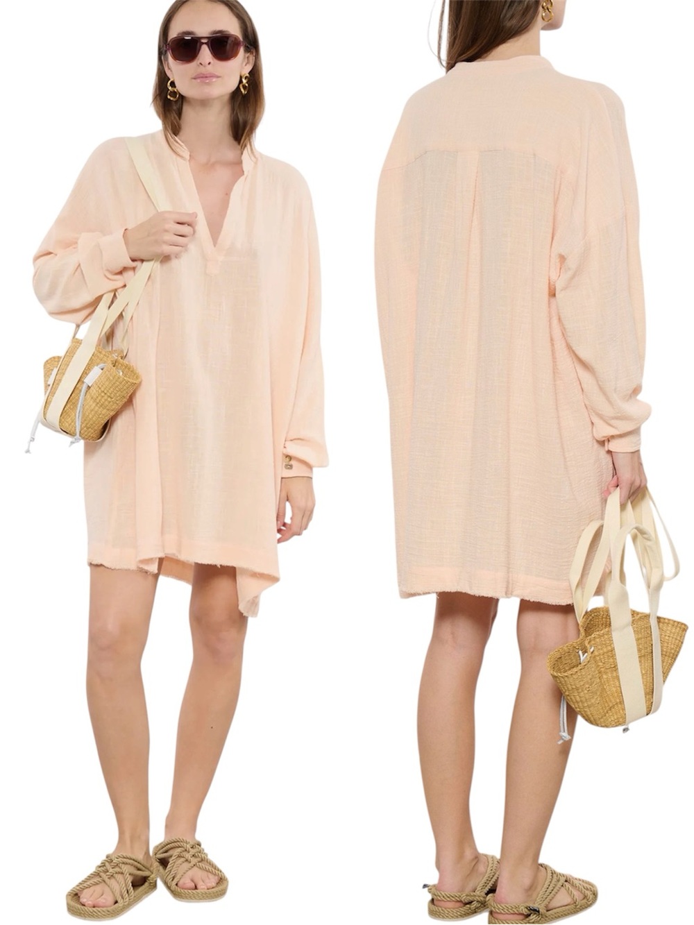 Maison Saint Peach oversized cotton shirt dress xsmall NWT